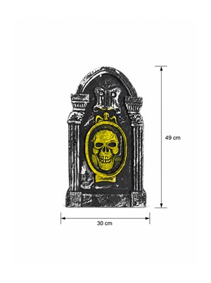 Halloween Kuru Kafalı Mezar Taşı Dekoru – Strafor Cadılar Bayramı Süsü  30x49 cm