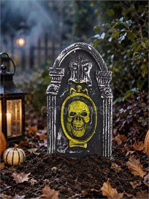 Halloween Kuru Kafalı Mezar Taşı Dekoru – Strafor Cadılar Bayramı Süsü  30x49 cm