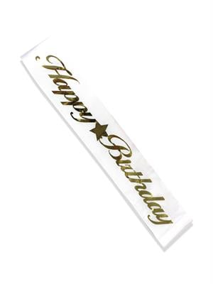 Happy Birthday Kuşak Doğum Günü Kuşak Beyaz - Altın