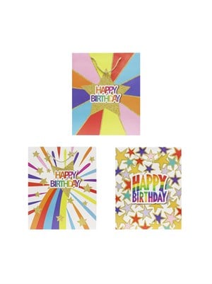 Happy Birthday Simli Karton Çanta – Hediye Alışveriş Çantası 26x32x12 cm 12li