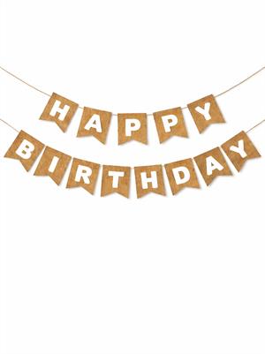 Happy Birthday Yazı Doğum Günü Banner Parti Süsü Kraft Beyaz