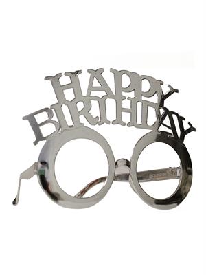 Happy Birthday Yazılı Doğum Günü Partisi Gözlüğü Gümüş