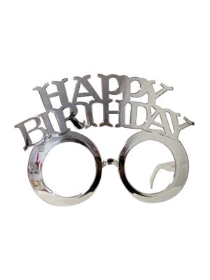 Happy Birthday Yazılı Doğum Günü Partisi Gözlüğü Gümüş
