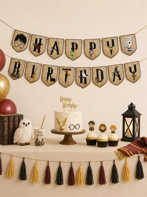 Harry Potter Temalı Happy Birthday Yazı Banner Doğum Günü Parti Süsü