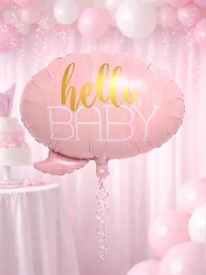 Hello Baby Folyo Balon – Baby Shower Süsü Pembe 60 cm