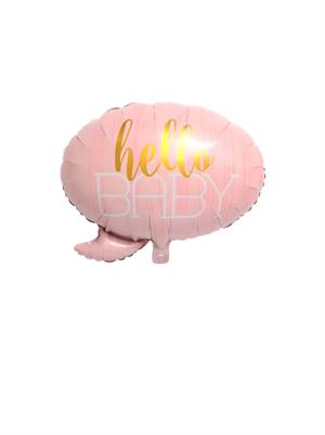 Hello Baby Folyo Balon – Baby Shower Süsü Pembe 60 cm