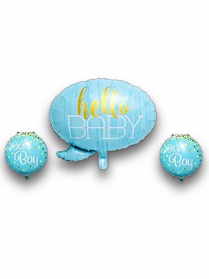 Hello Baby Mavi 3'lü Set Folyo Balon 24