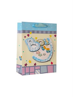 Hoş Geldin Bebek Baby Shower Boy Bebek Karton Hediye Çantası 24x18x8 Cm 
