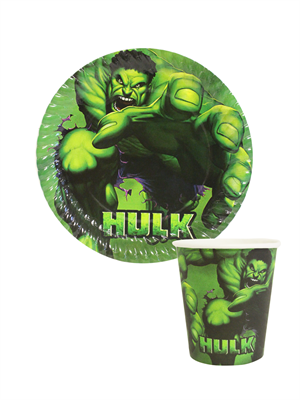 Hulk Temalı Karton Tabak Bardak Set 