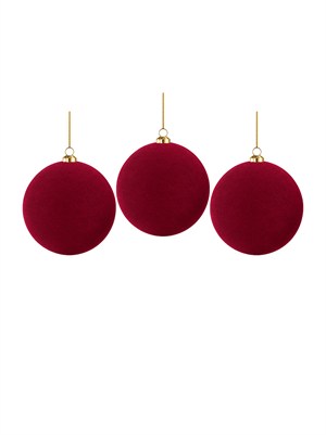 Kadife Yılbaşı Topu – Çam Ağacı Süsü Bordo 10 cm 3lü
