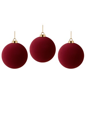 Kadife Yılbaşı Topu – Çam Ağacı Süsü Bordo 12 cm 3lü