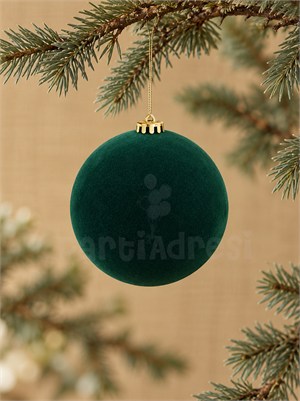 Kadife Yılbaşı Topu – Çam Ağacı Süsü Yeşil 15 cm
