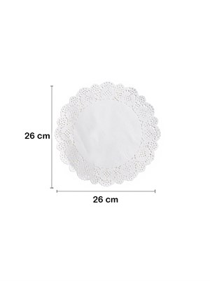 Kağıt Dantel Altlık Beyaz  – Dekoratif Sunum Altlığı 26 cm 100lu