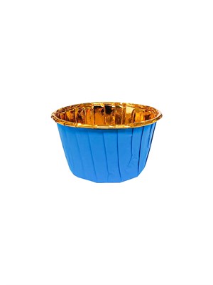 Kağıt Muffin Kek Kalıbı 25li Mavi - Gold