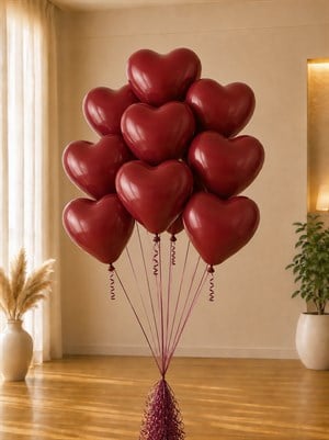 Kalp Balon Koyu Kırmızı Lateks 25li