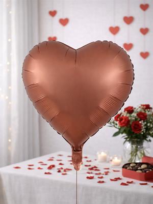 Kalp Folyo Balon Bronz Karamel  Rengi Kalp Parti Balonu 45 cm 18 inc