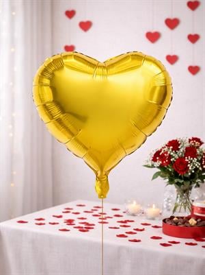 Kalp Folyo Balon Doğum Günü Parti Balonu Gold 18 inc 45 cm