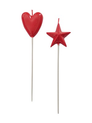 Kalp - Yıldız Lüks Mum Kırmızı 2'li