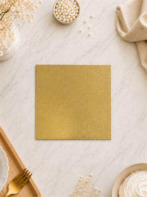 Kare Gold Pasta Altlığı – Doğum Günü Pasta ve Tatlı Sunum Tabanı 25 cm