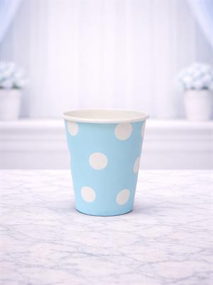 Karton Bardak 8Li Mavi Puantiyeli