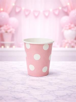 Karton Bardak Pembe Puantiyeli 8Li