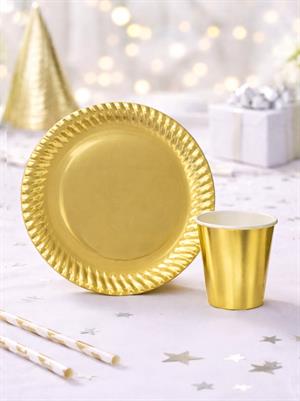 Karton Tabak Bardak Set Altın 8li