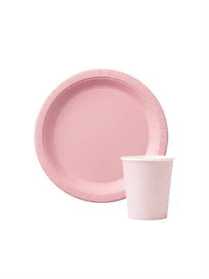 Karton Tabak Bardak Set Doğum Günü Parti Seti Pembe 8 Adet 