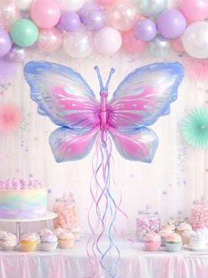 Kelebek Folyo Balon Doğum Günü Parti Balonu Pembe 96 cm