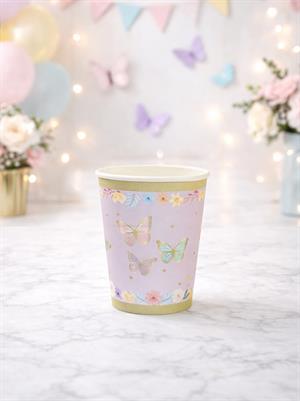 Kelebek Temalı Bardak Karton Doğum Günü Bardağı 8li