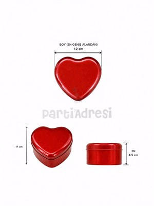 Kırmızı Kalp Metal Hediye Kutusu – Sevgililer Günü Dekoratif Kutu 16 cm