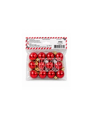 Kırmızı Mini Yılbaşı Topu 3 cm 12li Set