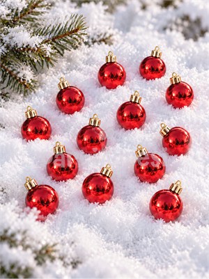 Kırmızı Mini Yılbaşı Topu 3 cm 12li Set
