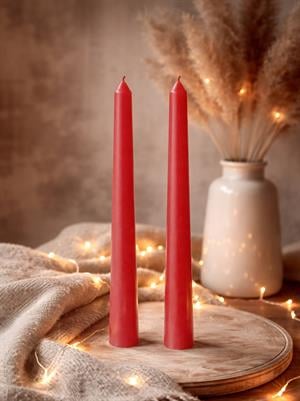 Kırmızı Şamdan Mum – Dekoratif Masa Dekoru 2li
