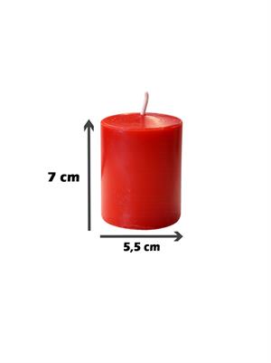 Kırmızı Silindir Mum | Sevgililer Günü & Özel Gün Dekoru 7 cm