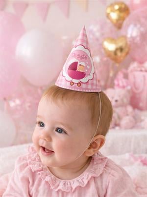 Kız Bebek Baby Shower Konsept Mini Karton Şapka