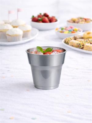 Kristal Plastik Bardak Meşrubat Bardağı Gümüş 25li