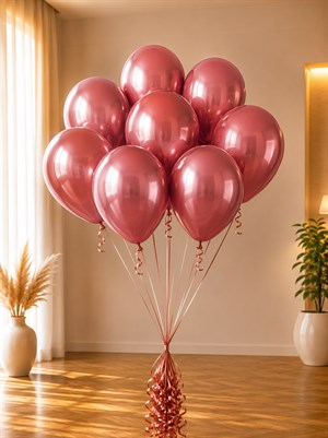 Krom Balon Parlak Parti Balonu Kırmızı 12 inc - 30 cm 5li