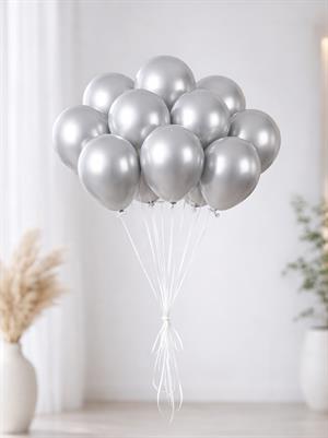 Krom Lateks Mini Balon Gümüş 5 inc 12 cm 10lu