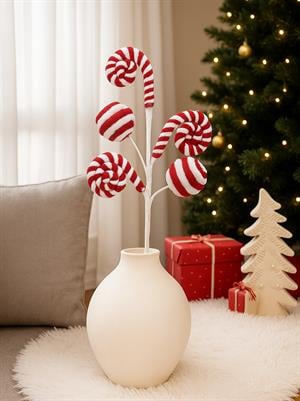 Lolipop & Baston Şeker Yılbaşı Dekor ve Ağaç Süsü  – Kırmızı Beyaz 70 cm