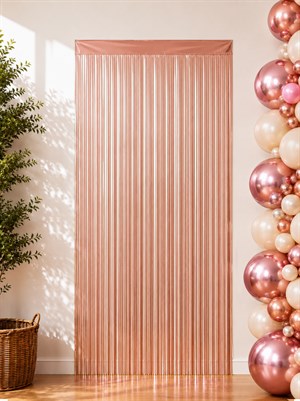 Lükks Metalize Parti Perdesi Kapı ve Fon Perdesi Rose Gold