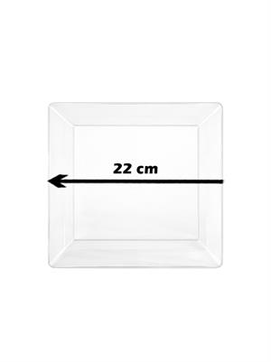 Lüks Mika Kare Tabak Plastik Parti Tabağı Şeffaf 22 cm 10lu