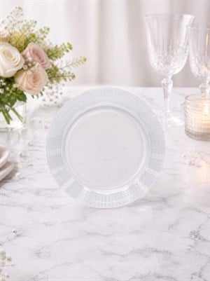 Lüks Mika Tabak Desenli Plastik Parti Tabağı Şeffaf 18 cm 6lı
