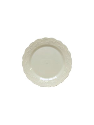 Lüks Mika Tabak Vintage Desenli Plastik Parti Tabağı Krem 18 cm