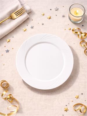 Lüks Plastik Mika Tabak Parti Tabağı Beyaz 23 cm 6lı 