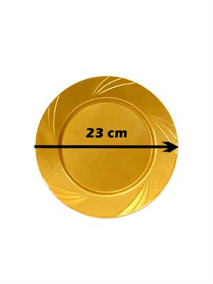 Lüks Plastik Mika Tabak Parti Tabağı Gold 23 cm 6lı 