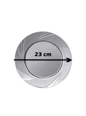 Lüks Plastik Mika Tabak 6lı 23 Cm Gümüş