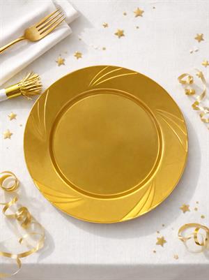 Lüks Plastik Mika Tabak 6lı 26 Cm Gold