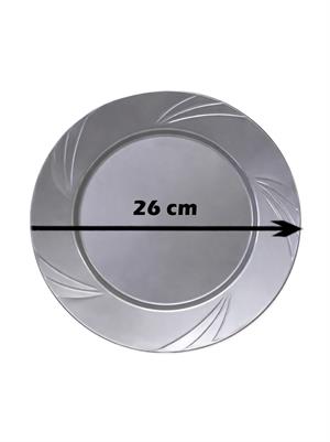 Lüks Plastik Mika Tabak 6lı 26 Cm Gümüş
