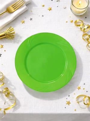 Lüks Plastik Mika Tabak Parti Tabağı Yeşil 23 cm 6lı 