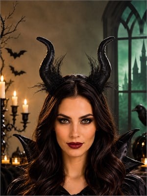 Malefiz Tacı Boynuzlu Maleficent Taç Cadılar Bayramı Parti Aksesuarı